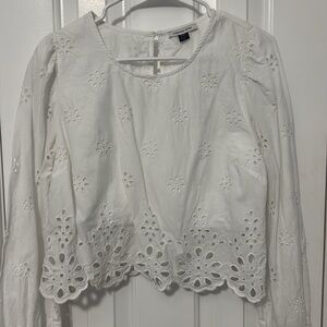 American Eagle white Eyelet Women Top
